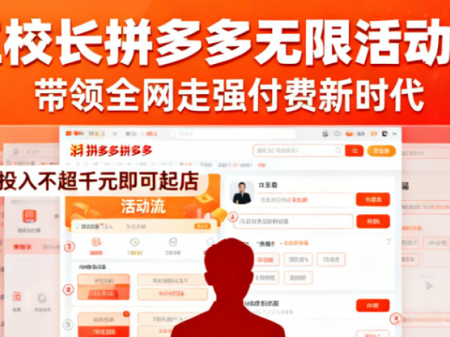 王校长拼多多无限活动流，带领全网走强付费新时代，玩法投入不超千元即可起店