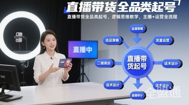 直播带货全品类起号，逻辑思维教学，主播+运营全流程