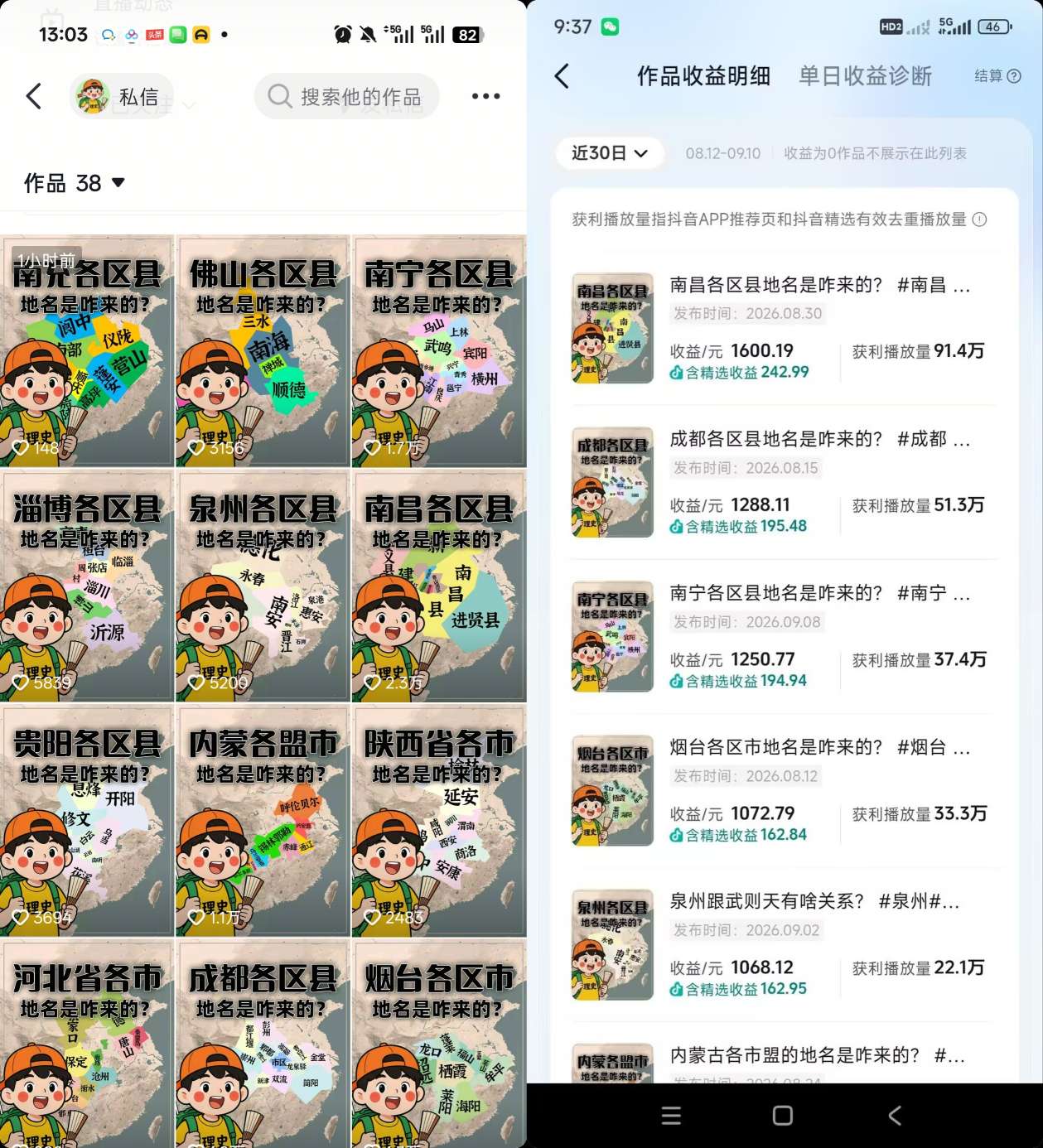 抖音3.2W粉博主理史游记AI历史游记短视频教学，热门赛道条条爆赞，单条独家精选收益1k 